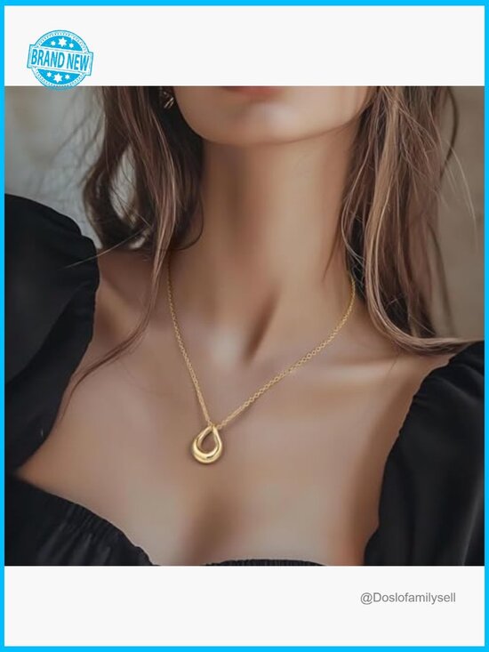 Circle Pendant Dainty Simple Necklace in 14K Solid Gold  14K Gold Pendant Necklace Chunky Circle O-Chain Adjustable Length Minimal Chic
